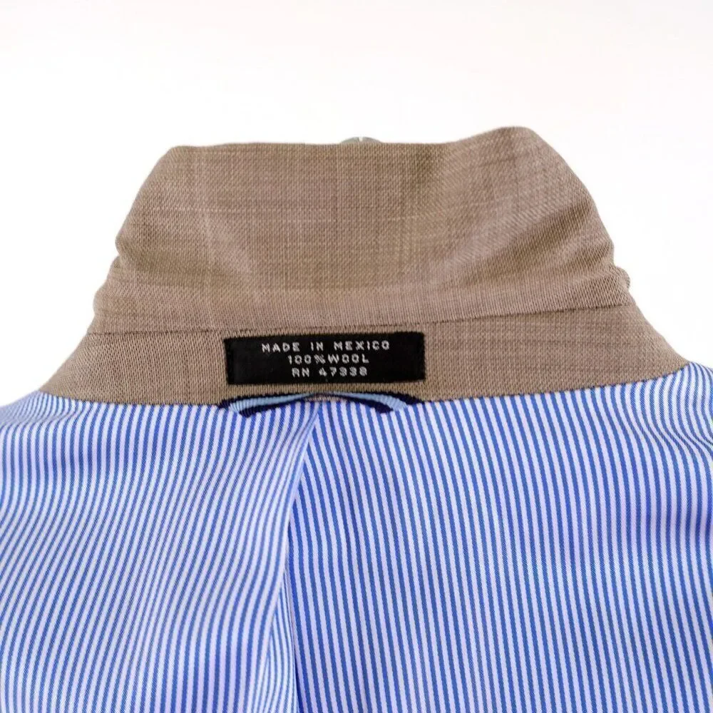 Tommy‎ Hilfiger Brown Tan Sharkskin Wool 44R 2 Button Blazer